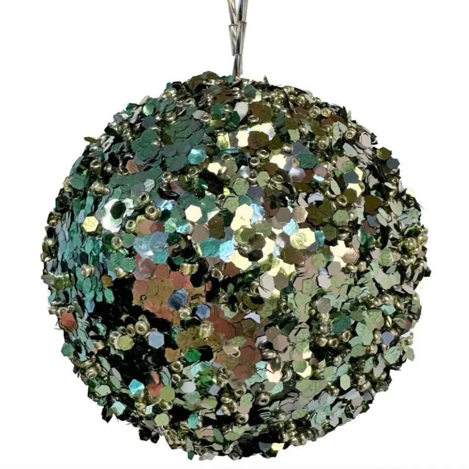 4" Sequined Ornament - Green
