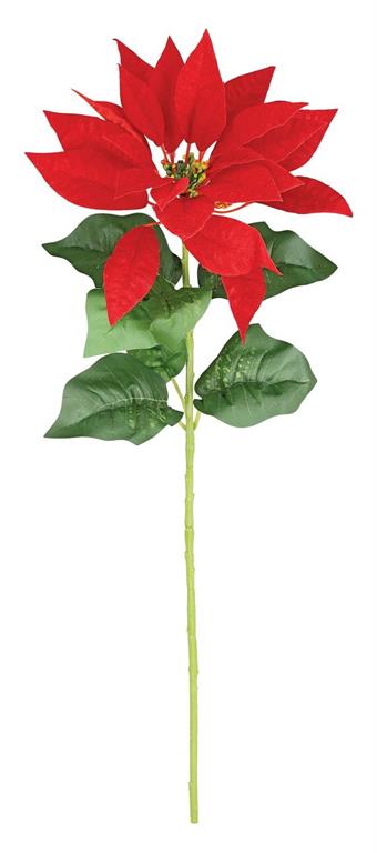 VINTAGE POINSETTIA FLOWER, SPRAY, 28", RED