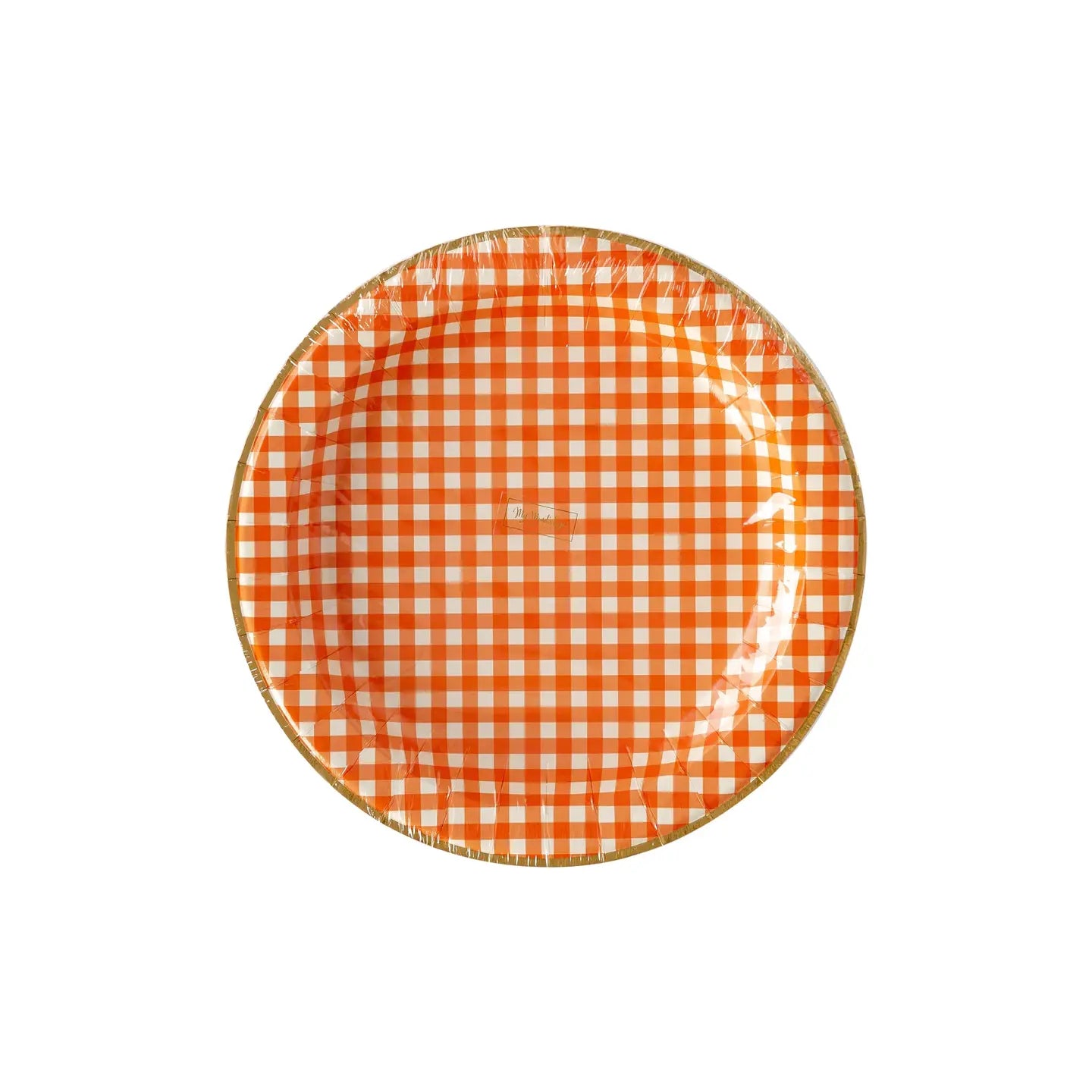 11" Harvest Orange Gingham Check Paper Plates