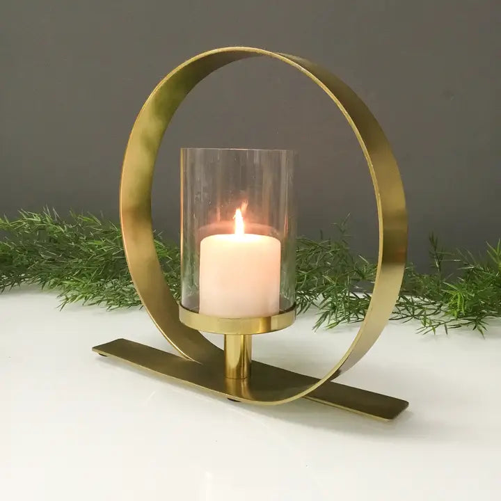 Gold Opulent Round Pillar Holder, Small