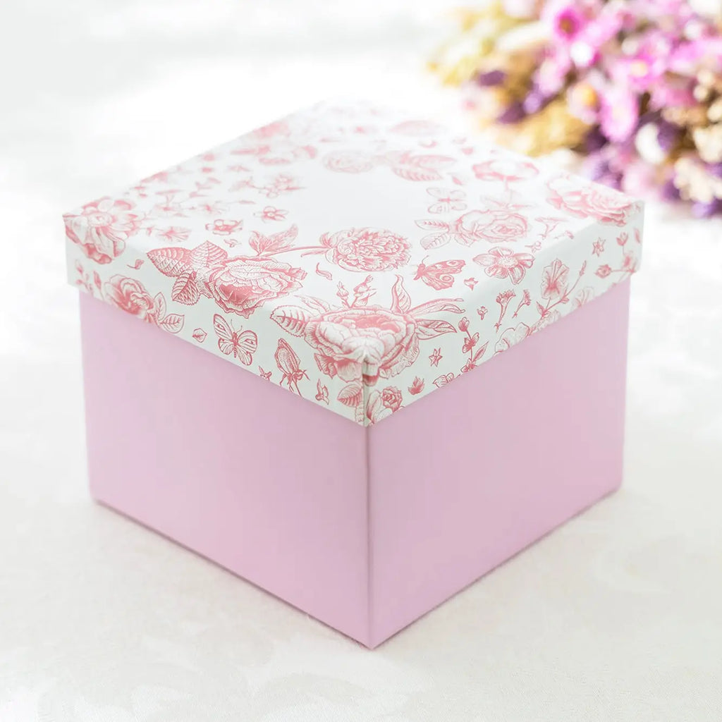 Pink Floral Toile 6oz Fine Porcelain Tea Cup and Saucer (with Box & Mini Spoon)