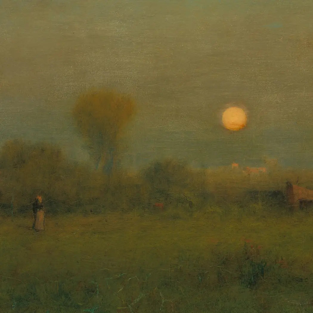 Harvest Moon Country Landscape Oil Painting Print on Canvas