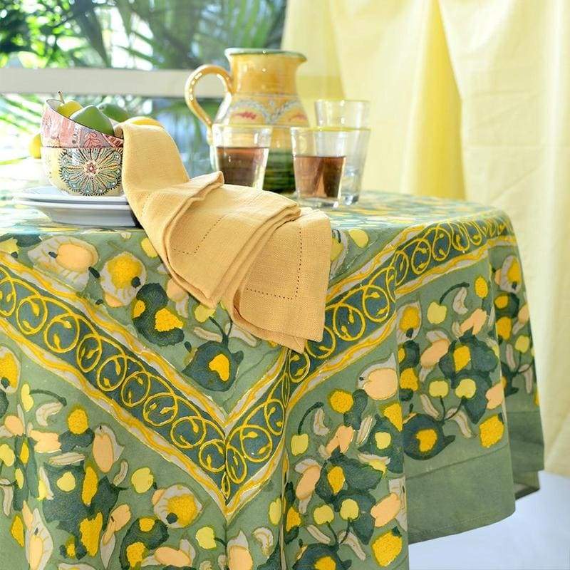 French Tablecloth Fruit Yellow and Green