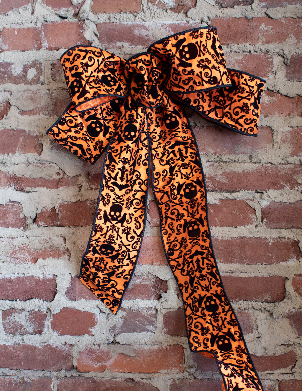 4" Dupion Flocked Halloween, Orange
