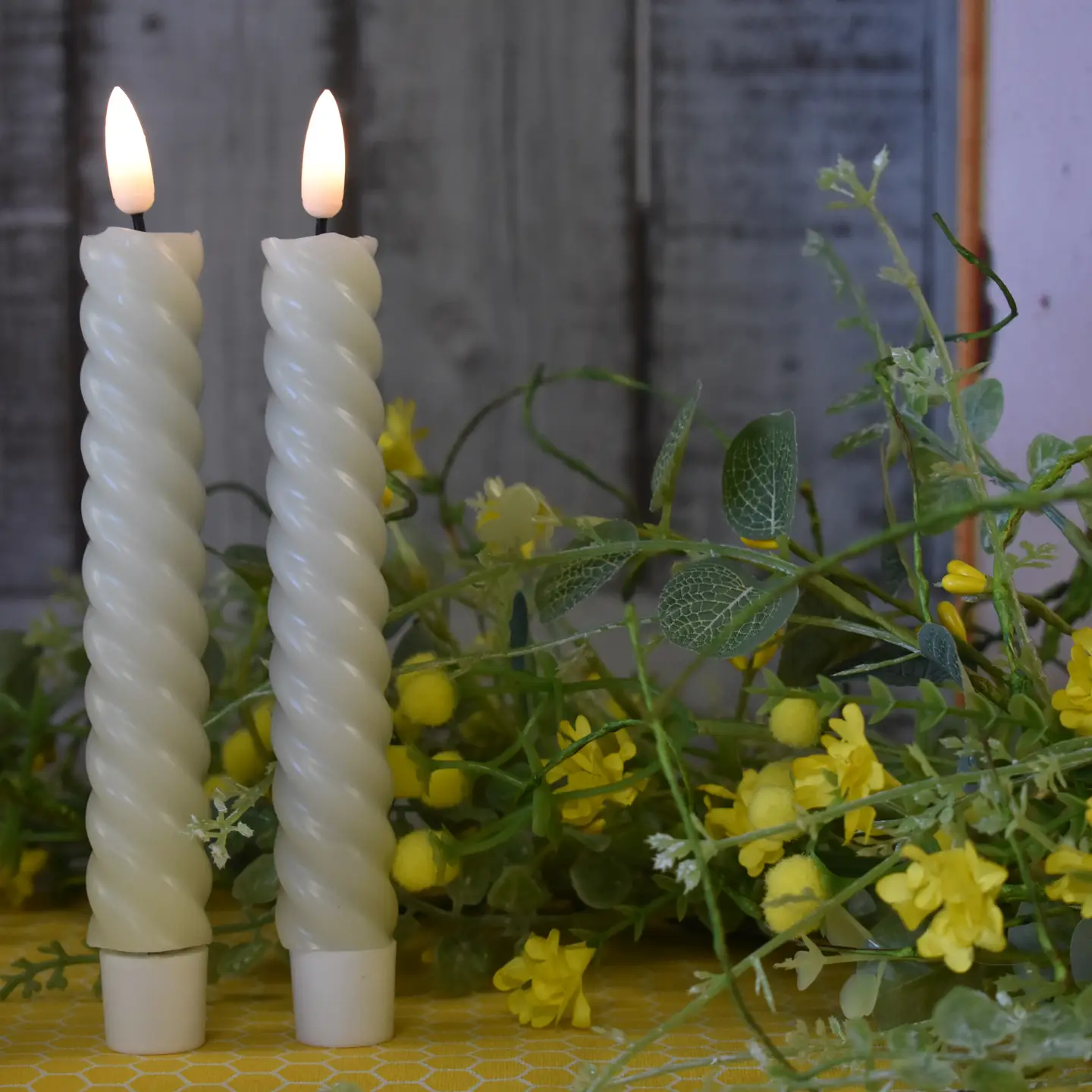 6" Spiral Taper Candle Realistic Flame