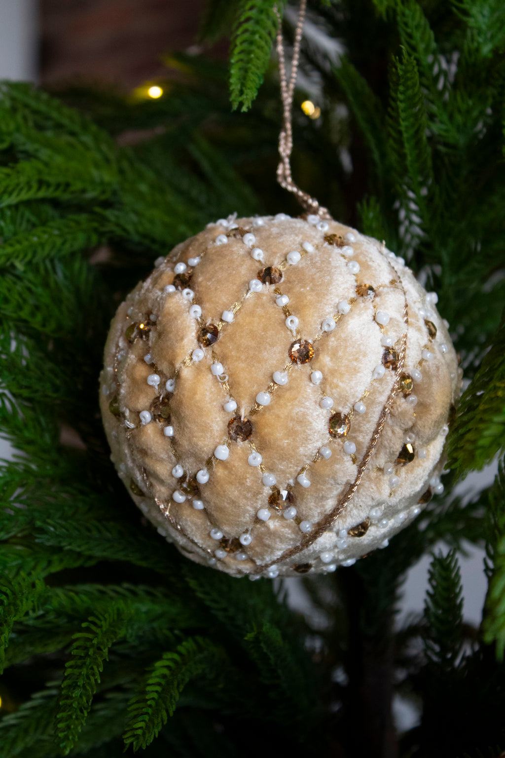 3.5" Velvet Pillow Jewel Ball Ornament