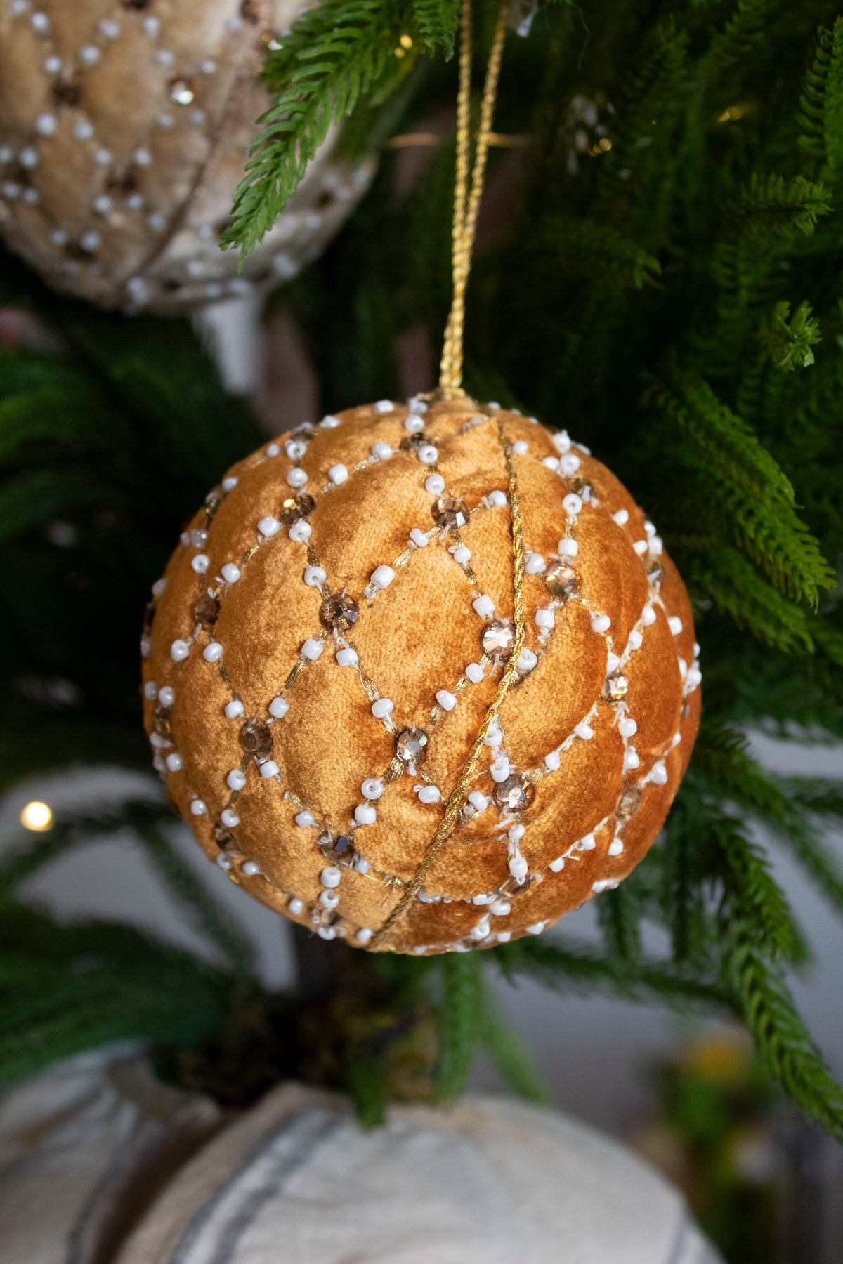 3.5" Velvet Pillow Jewel Ball Ornament