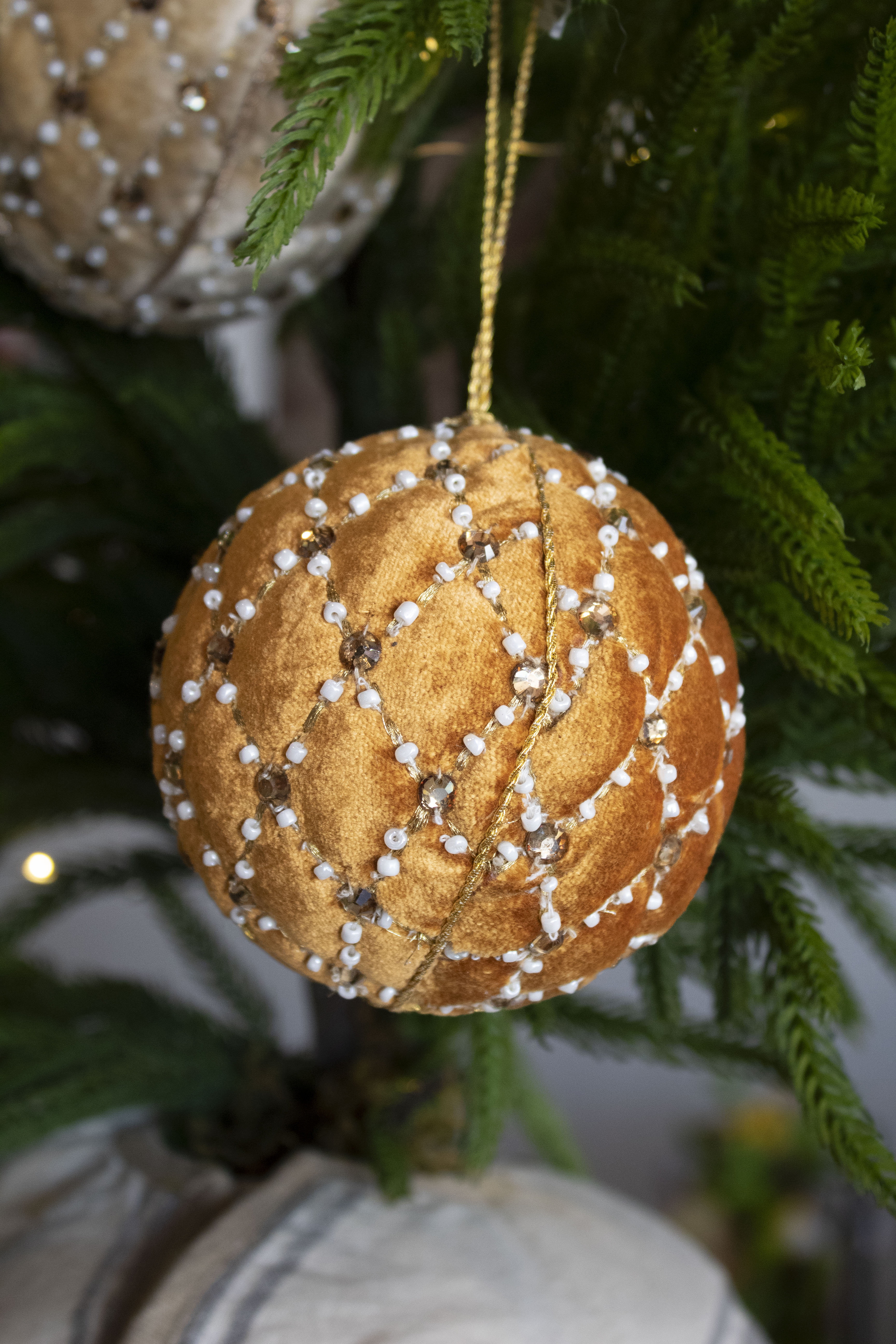 3.5" Velvet Pillow Jewel Ball Ornament