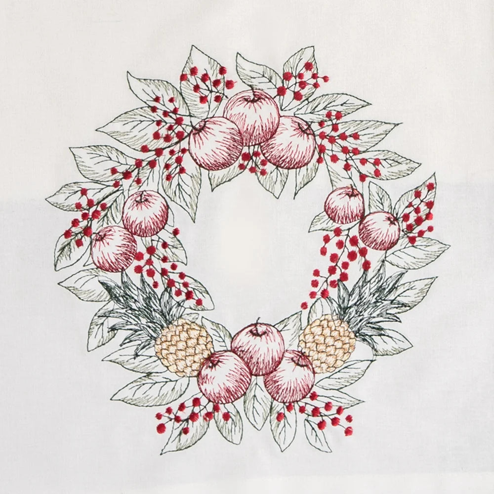 Embroidered Pineapple Wreath Table Runner
