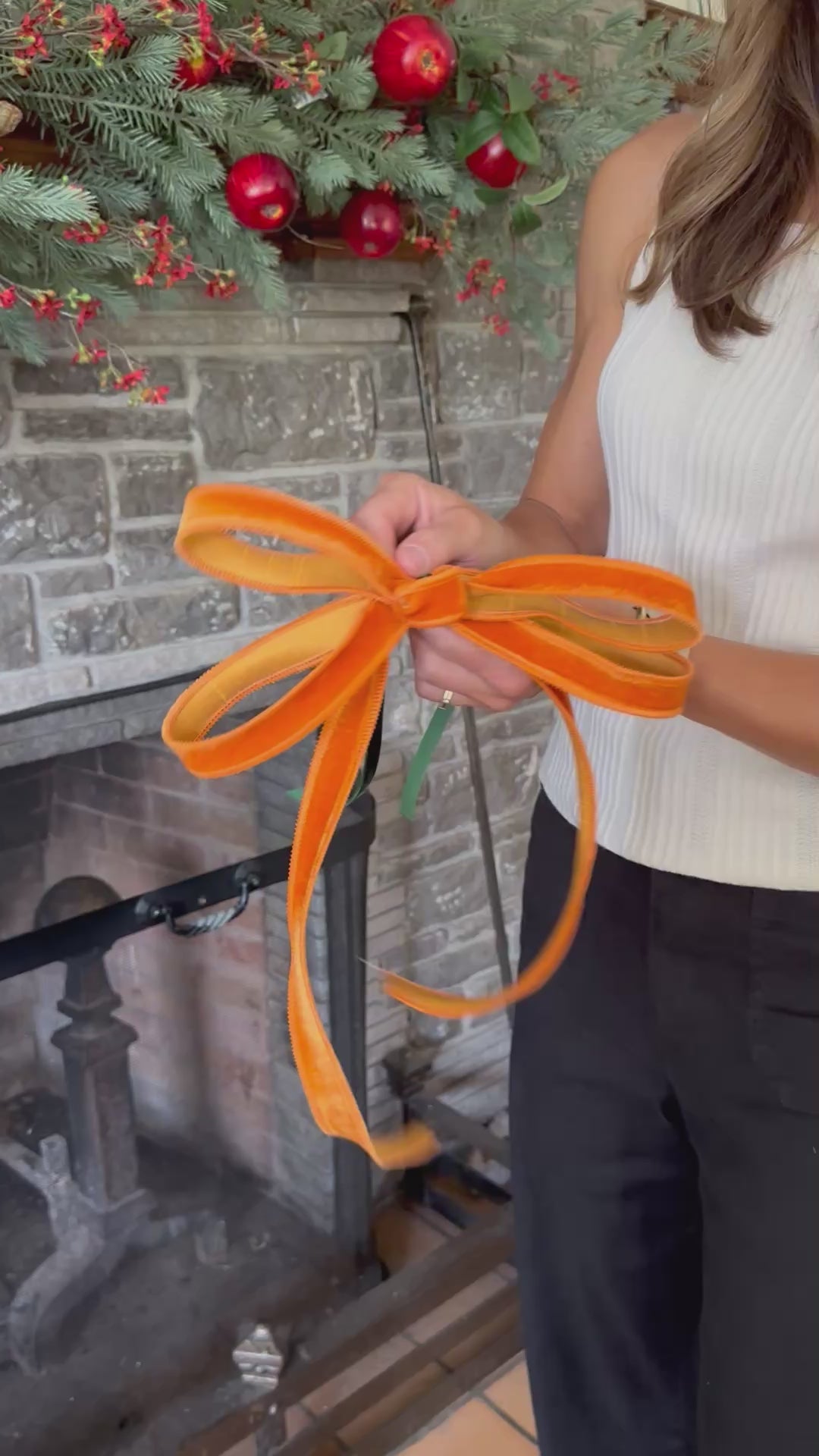 Pre-tied Orange Velvet Bow