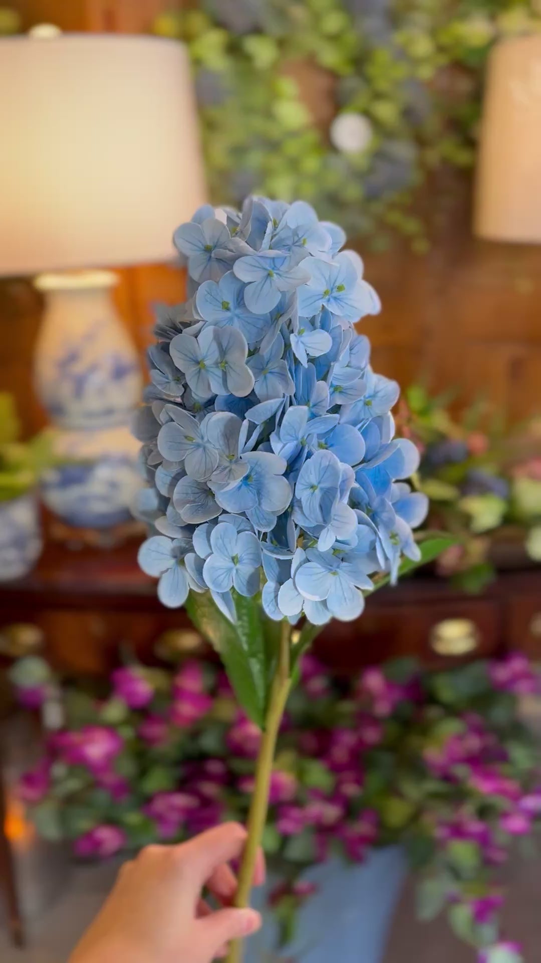 29" Soft Touch Garden Cone Hydrangea Stem - Blue