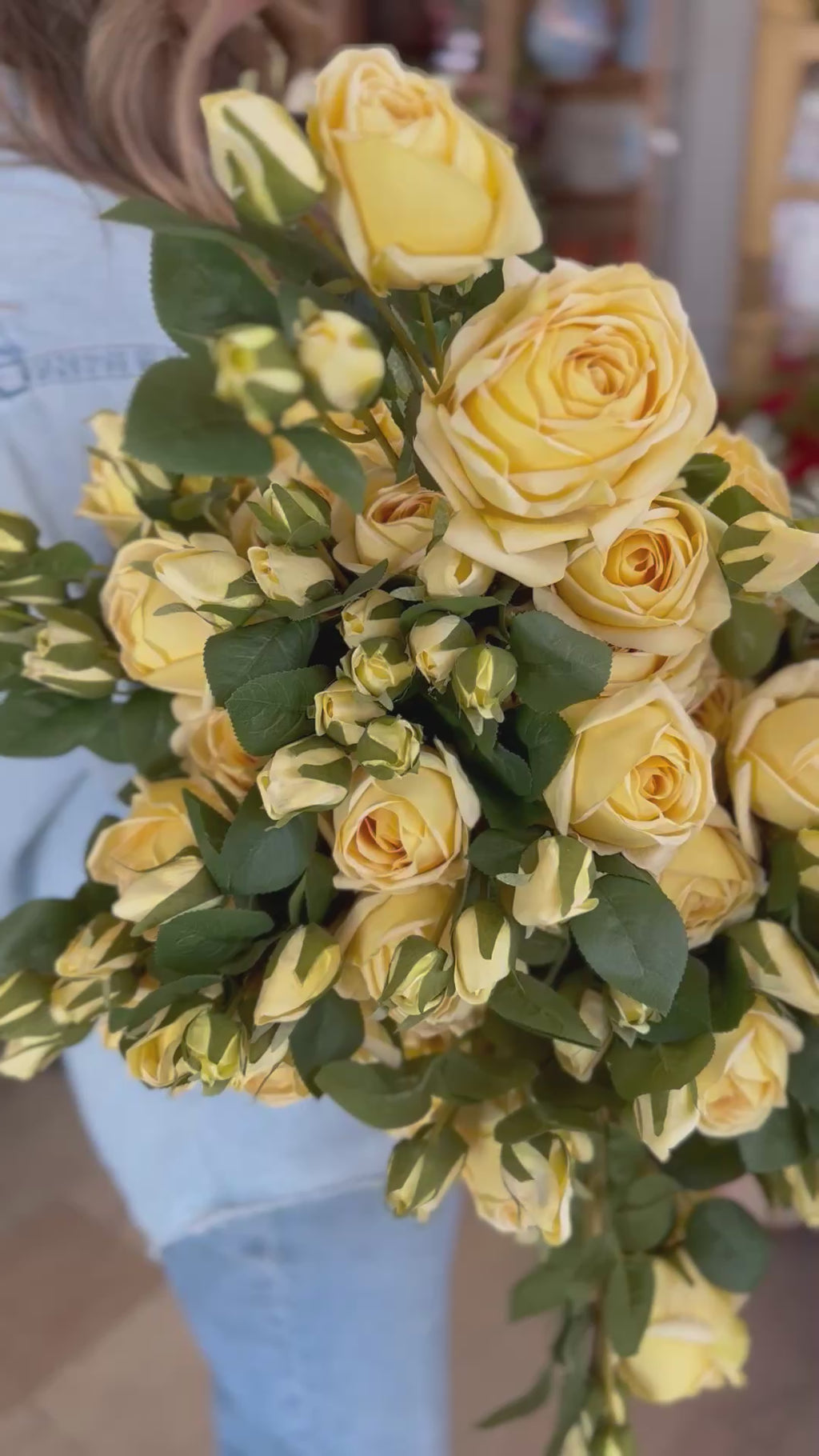 REAL TOUCH ESTATE ROSE SPRAY 26"- YELLOW