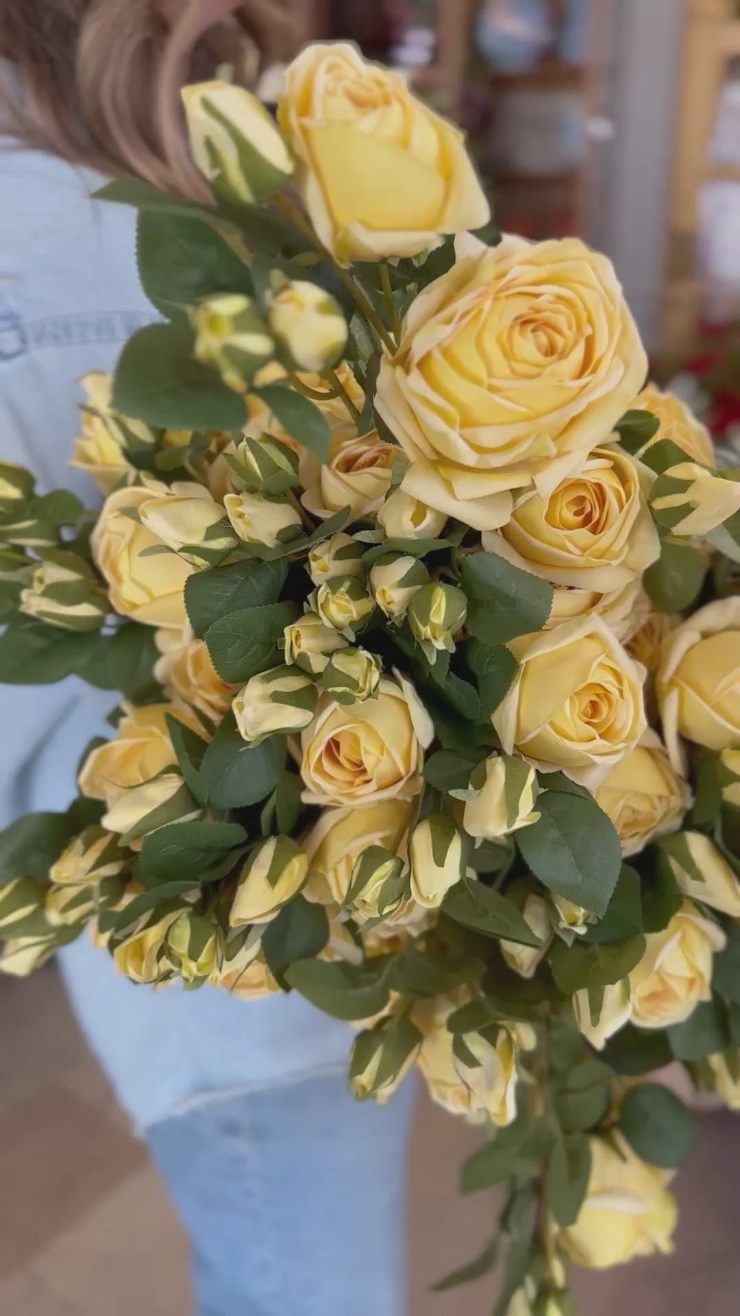 REAL TOUCH ESTATE ROSE SPRAY 26"- YELLOW