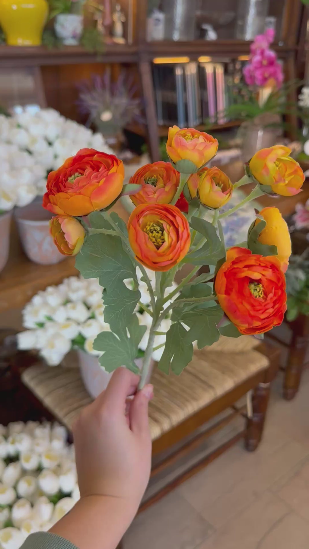 21" Branched Ranunculus - Orange