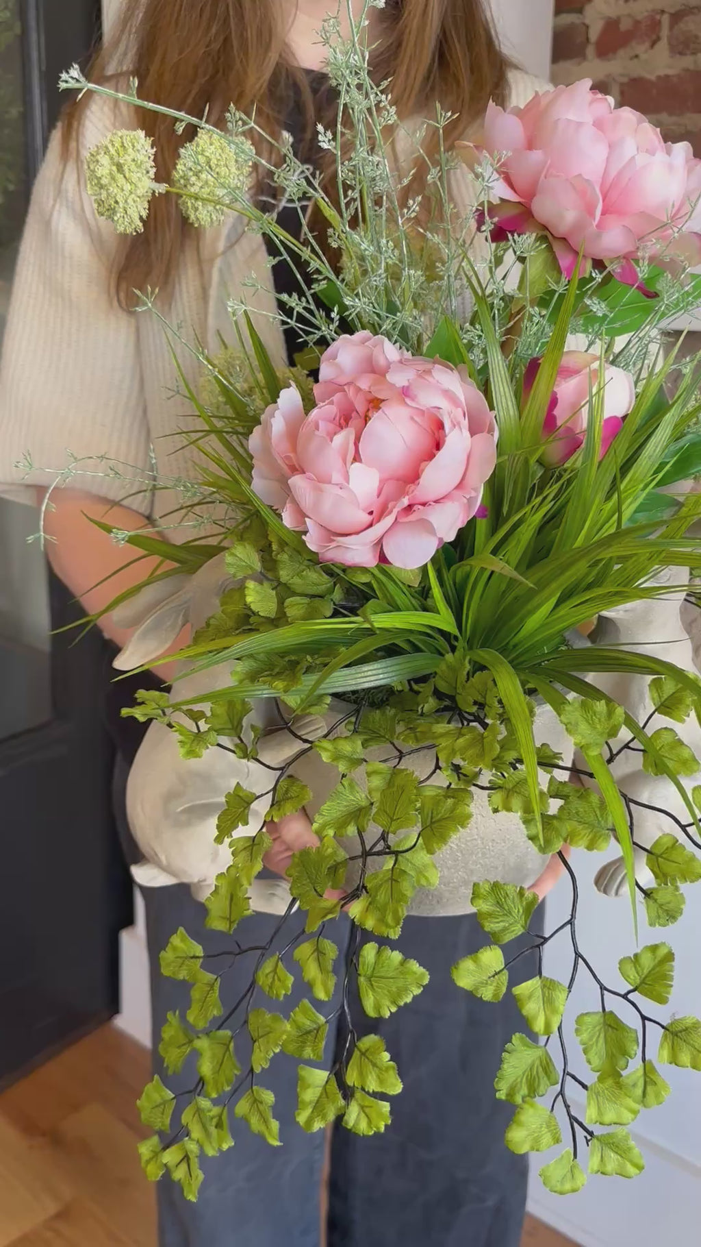 Rabbit and Peonies Arrangement