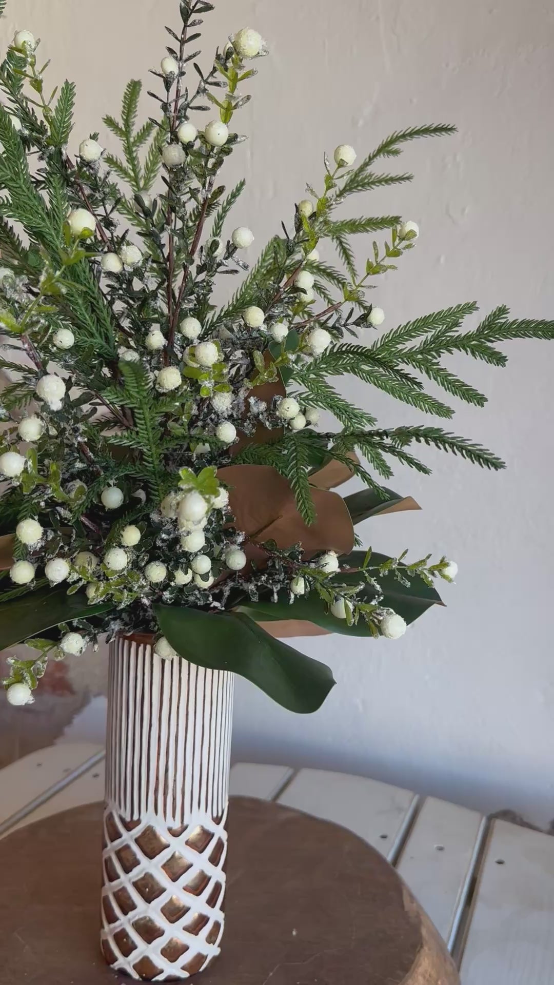 Frosted Berries and Pine Arrangement