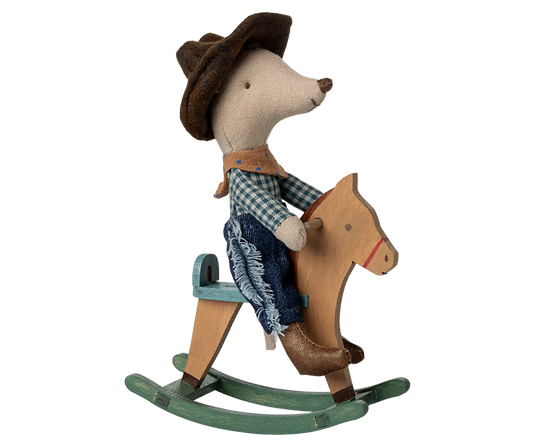 Maileg - Cowboy mouse on rocking horse, Little brother