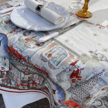 CHRISTMAS SHOPPING TABLECLOTH 65 x 65