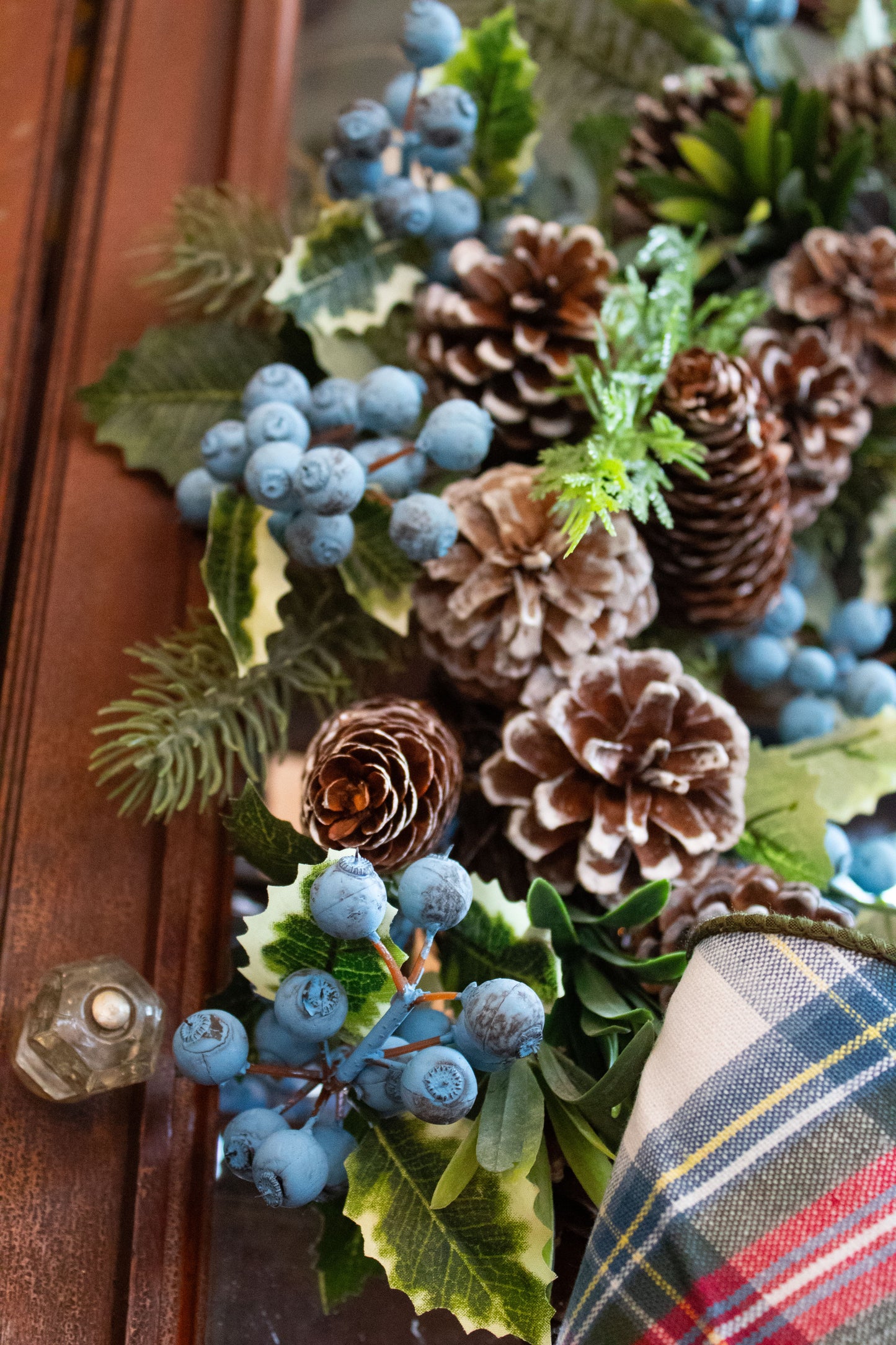 "Blueberry Snowy Pinecones" Wreath