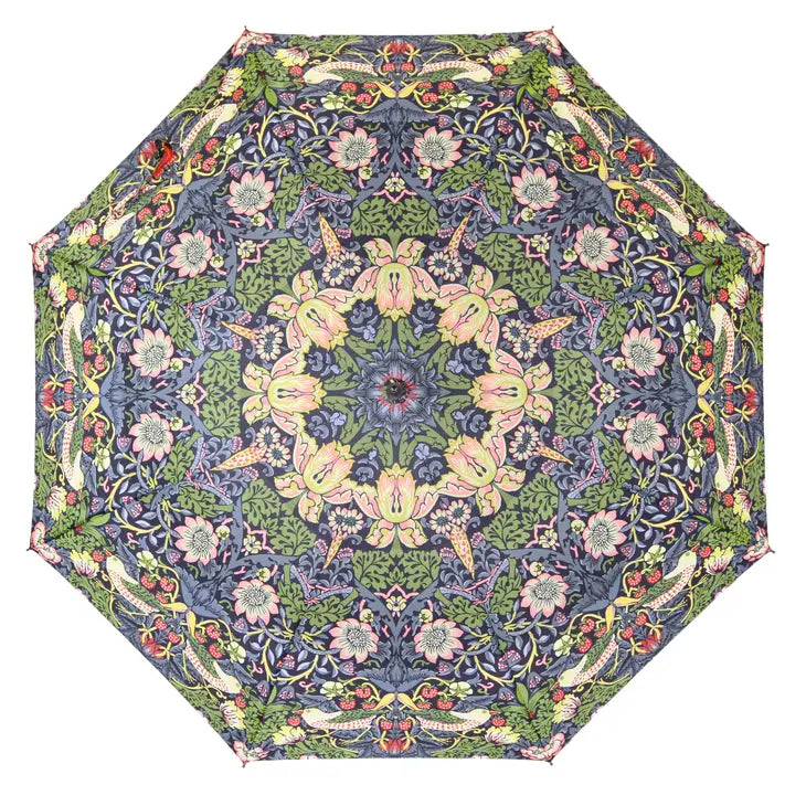 William Morris Strawberry Thief Blue - Art Folding Umbrella