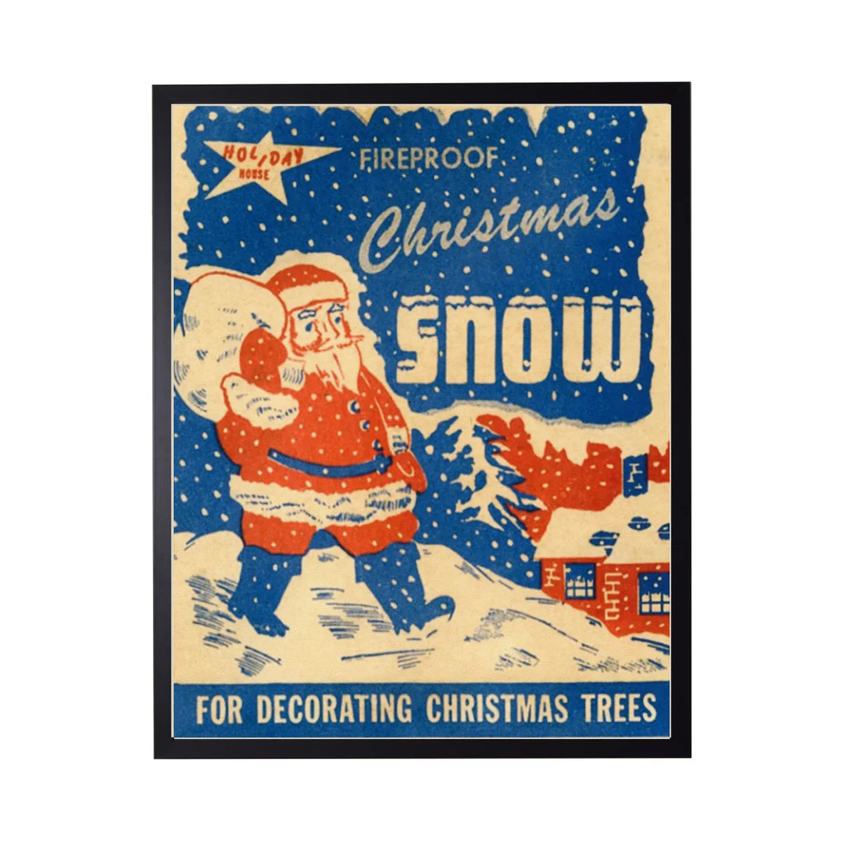 Vintage Christmas Snow Poster with Santa