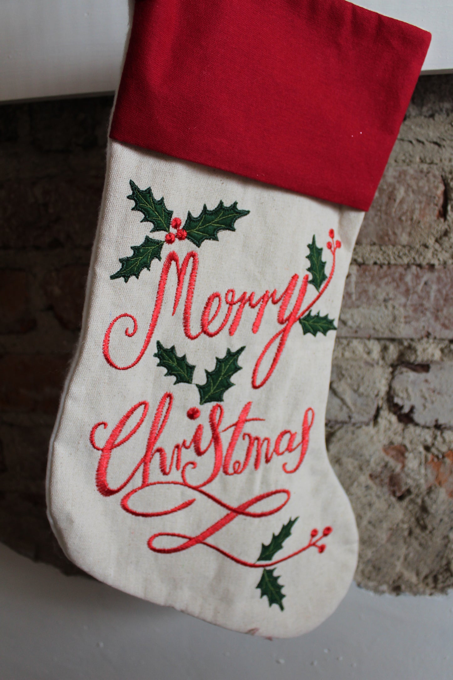 Merry Christmas & Small Holly Stocking