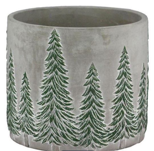 Cement Planter with Pine Trees Large