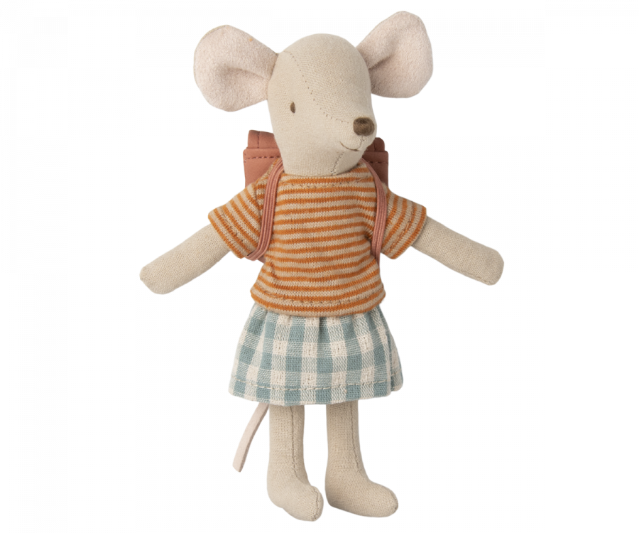 Maileg Tricycle mouse, Big sister with bag - Old rose