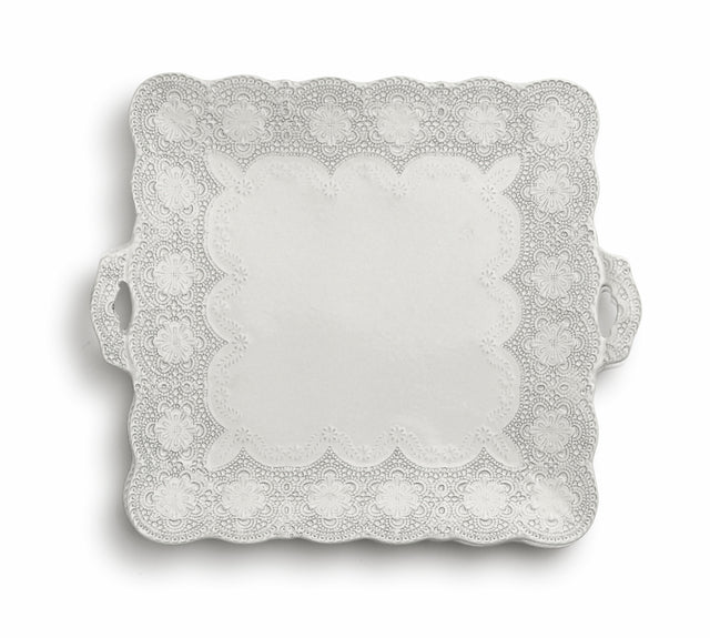 Arte Italica- Merletto Antique Square Platter with Handles